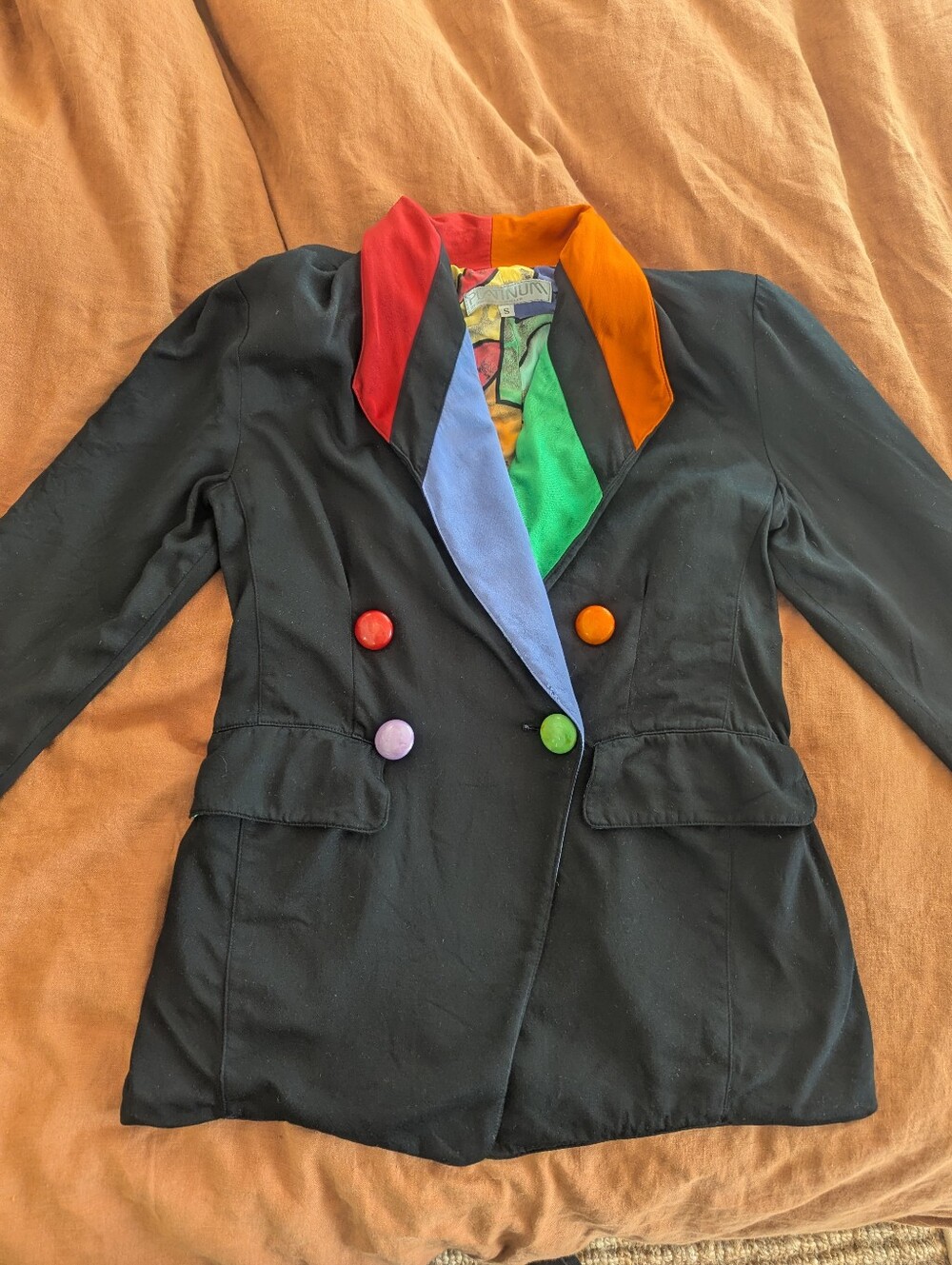 AMAZING 80s/90s Retro Blazer Platinum By Dorothy Schoelen Bright Colors S